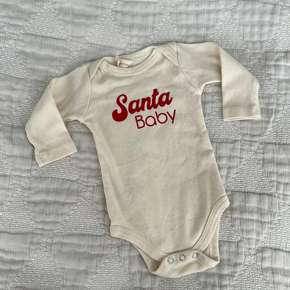 Tenth & Pine Santa Baby Long Sleeve Organic Cotton Bodysuit